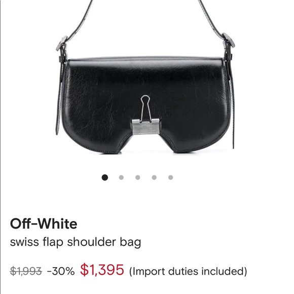 OFF-WHITE “Swiss Flap bag” in crackle leather with metallic Binder clip RARE - Picture 8 of 8